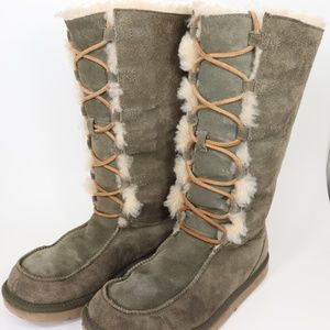 Ugg Whitley Olive Green Suede Sheepskin Winter Boots - Women'